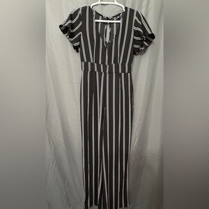 Pinstripe Short Sleeve Jumpsuit Size 3